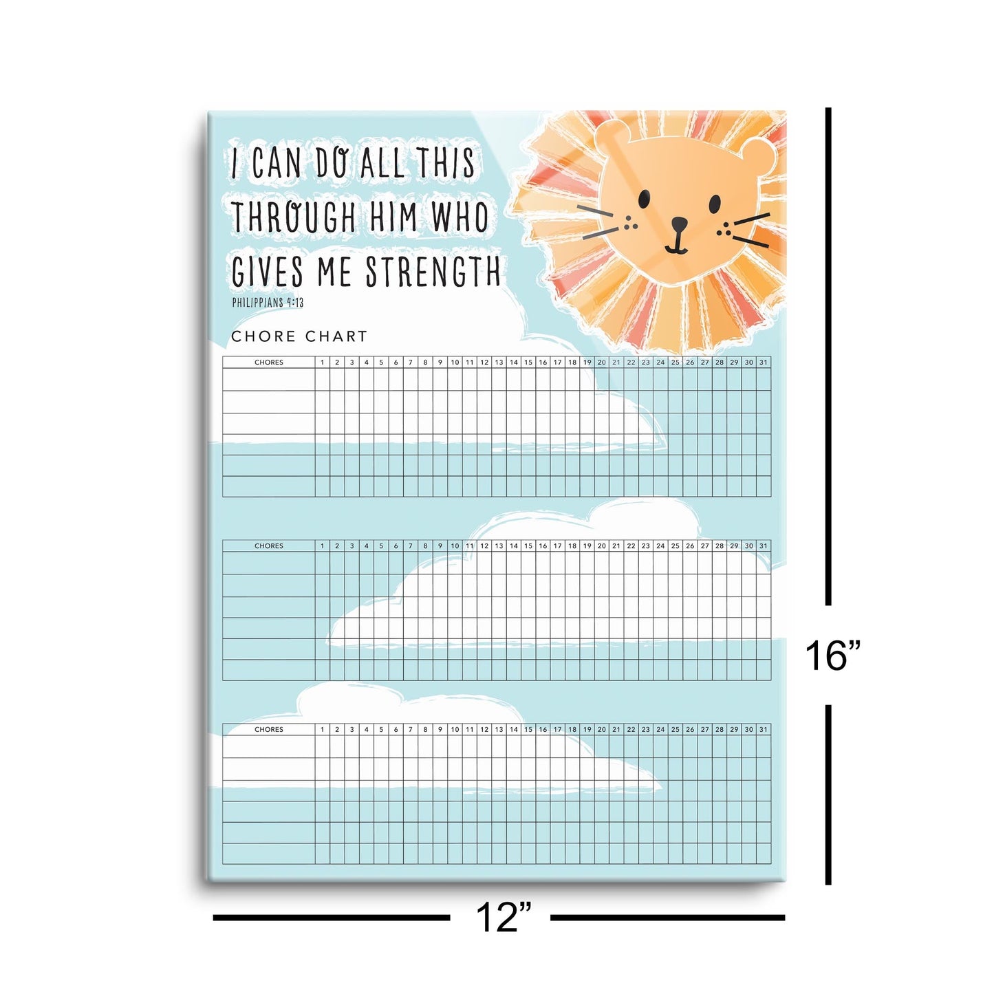Children's Lion Sun Habit Tracker | 12x16
