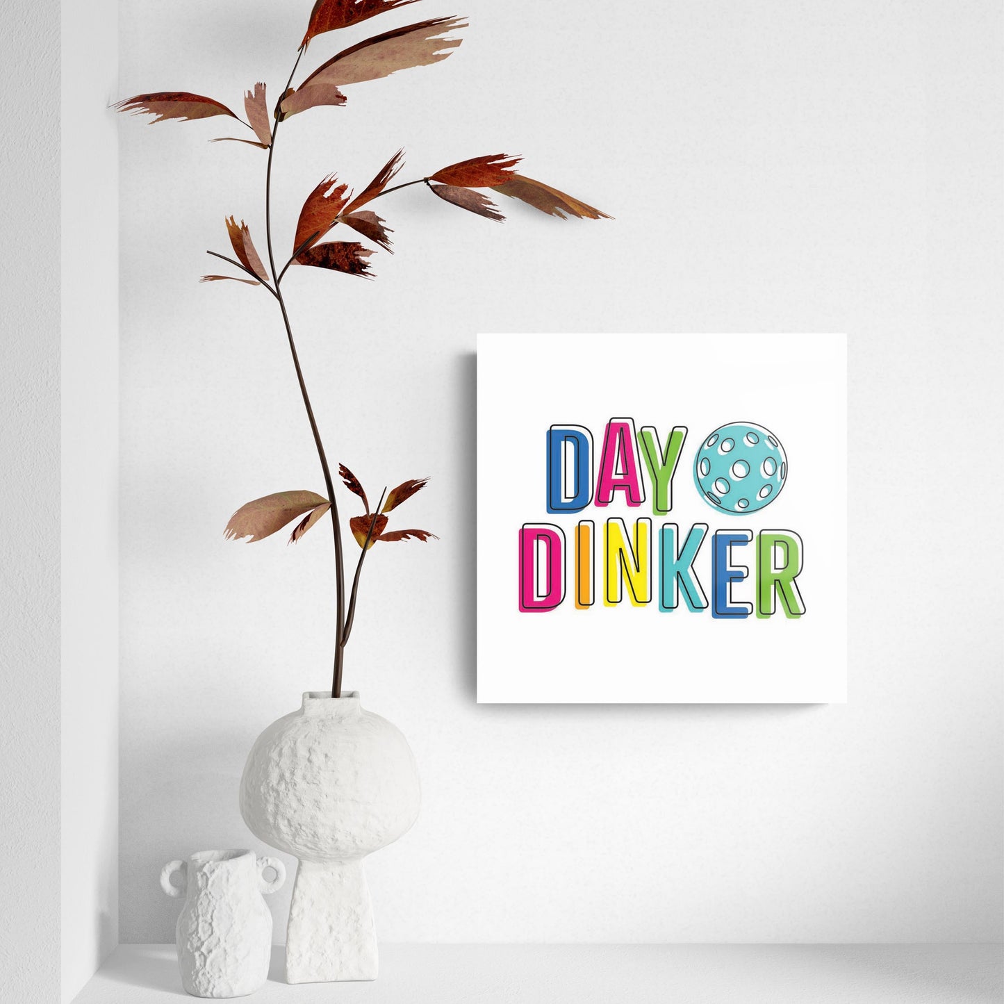 Neon Pickleball Day Dinker White | 8x8