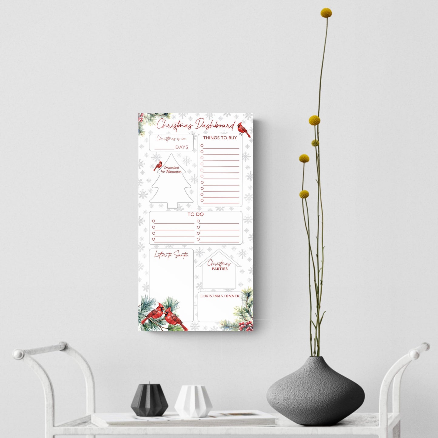 Classic Cardinals Christmas Dashboard | 8x16