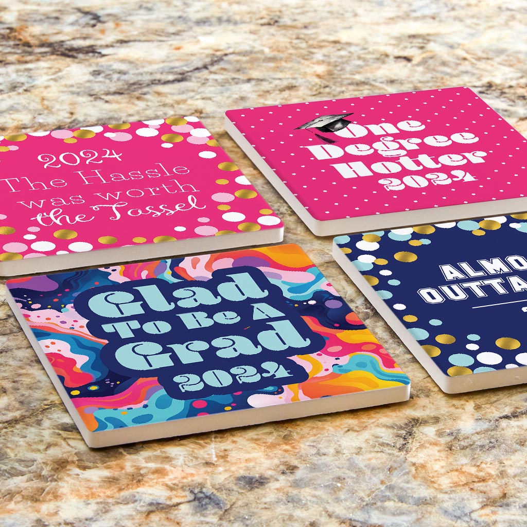 Graduation Offset Square Coaster Set | 4x4