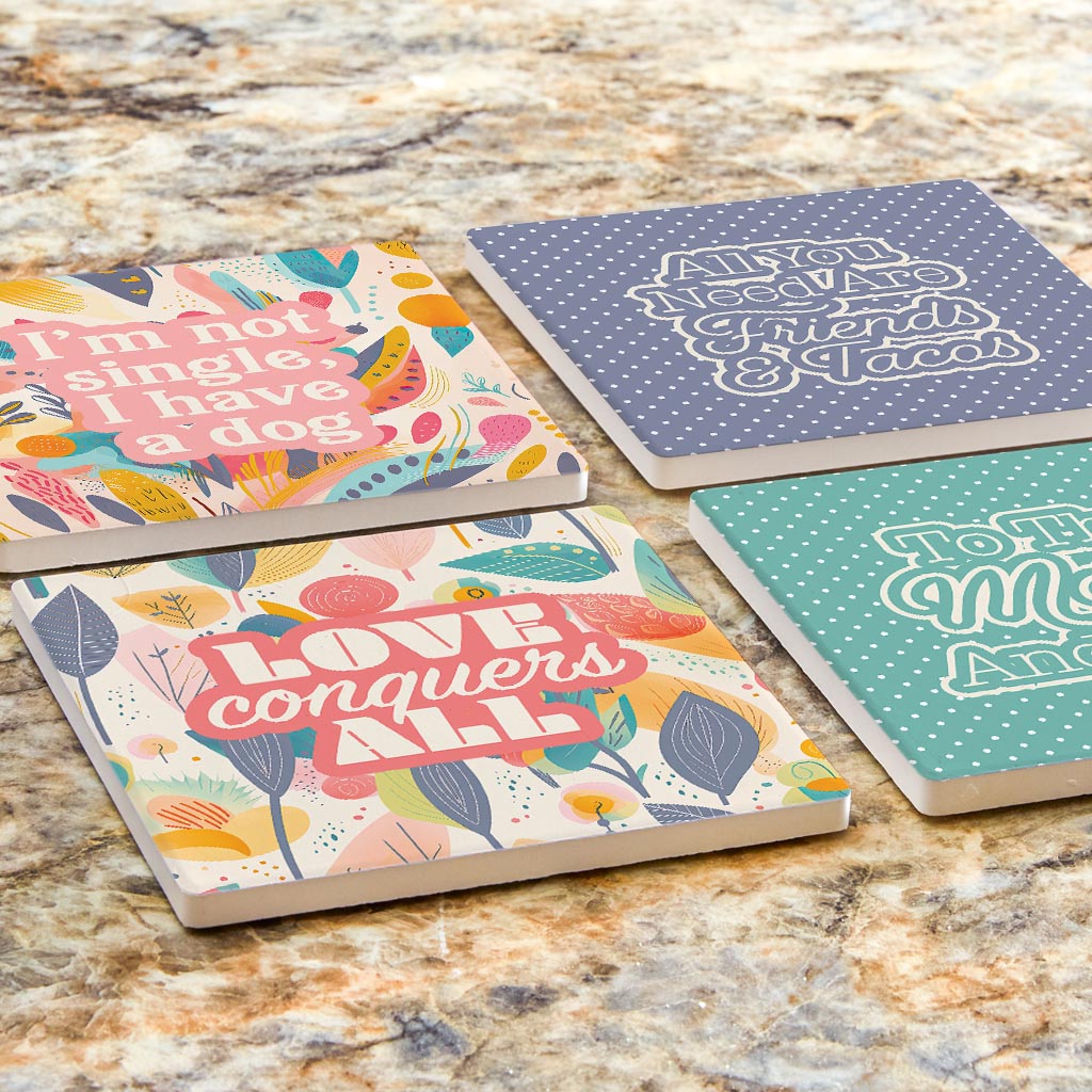 Valentine's Offset Square Coaster Set | 4x4