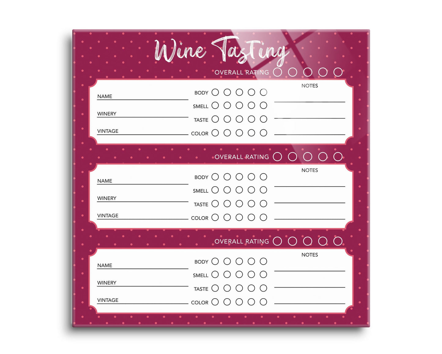 Wine Tasting Tracker Dark Red | 8x8