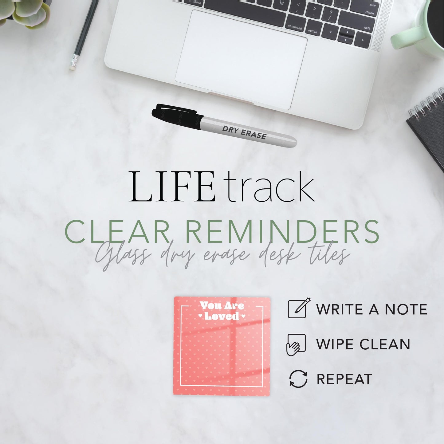 Valentine's Reminder Pink Hearts You Are Loved | 4x4