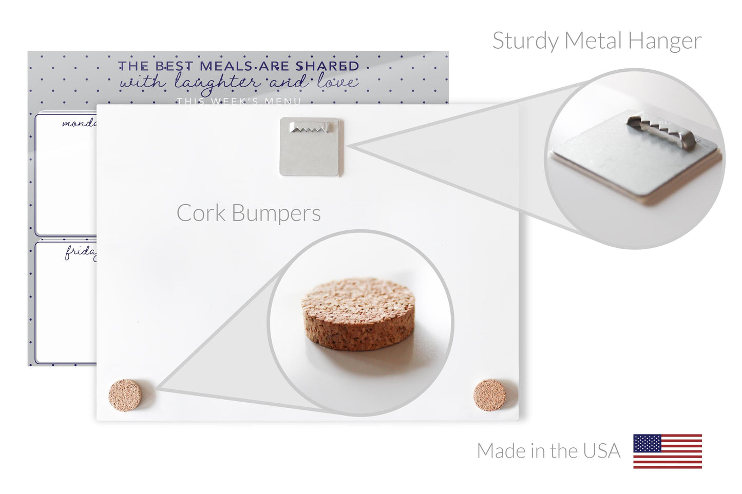 Grey Polka Dot Weekly Menu | 16x12