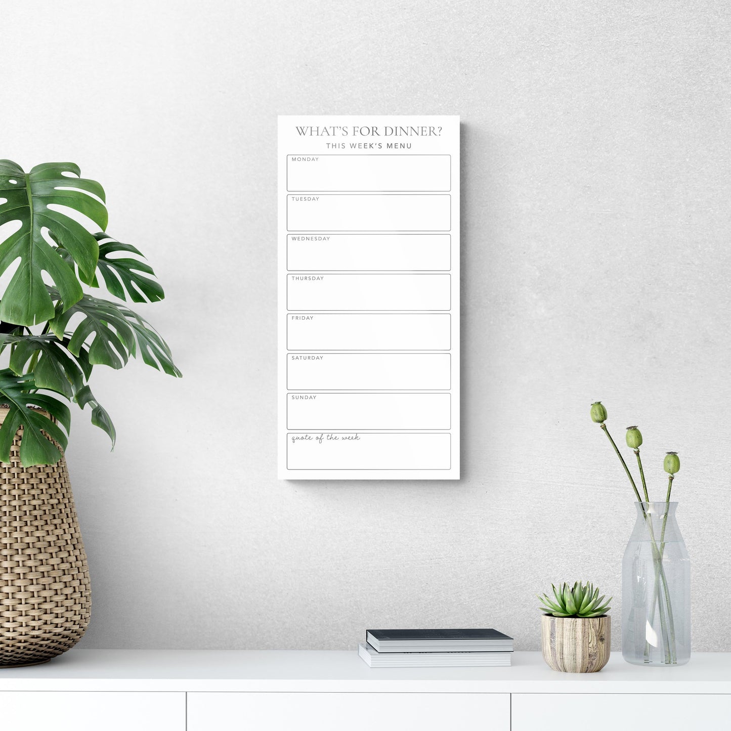Minimalistic White What's For Dinner Menu Board | 12x24