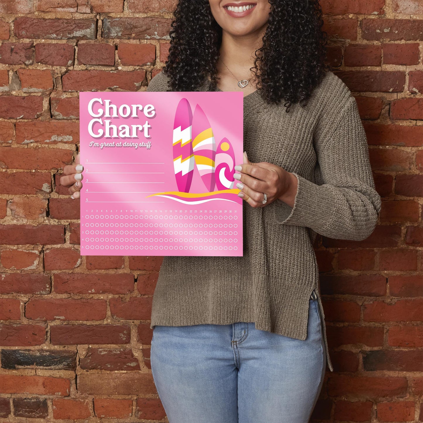 Pink Dream Surfboard Chore Chart | 12x12