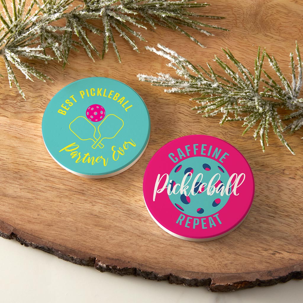 Neon Pickleball Best Partner & Caffeine Repeat | 2.65x2.65