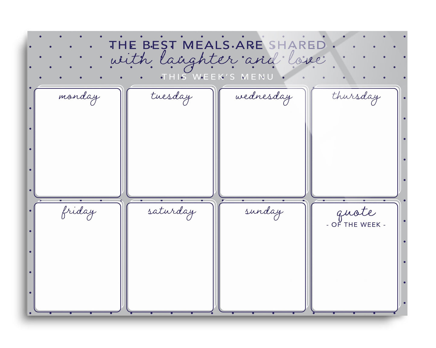 Grey Polka Dot Weekly Menu | 16x12