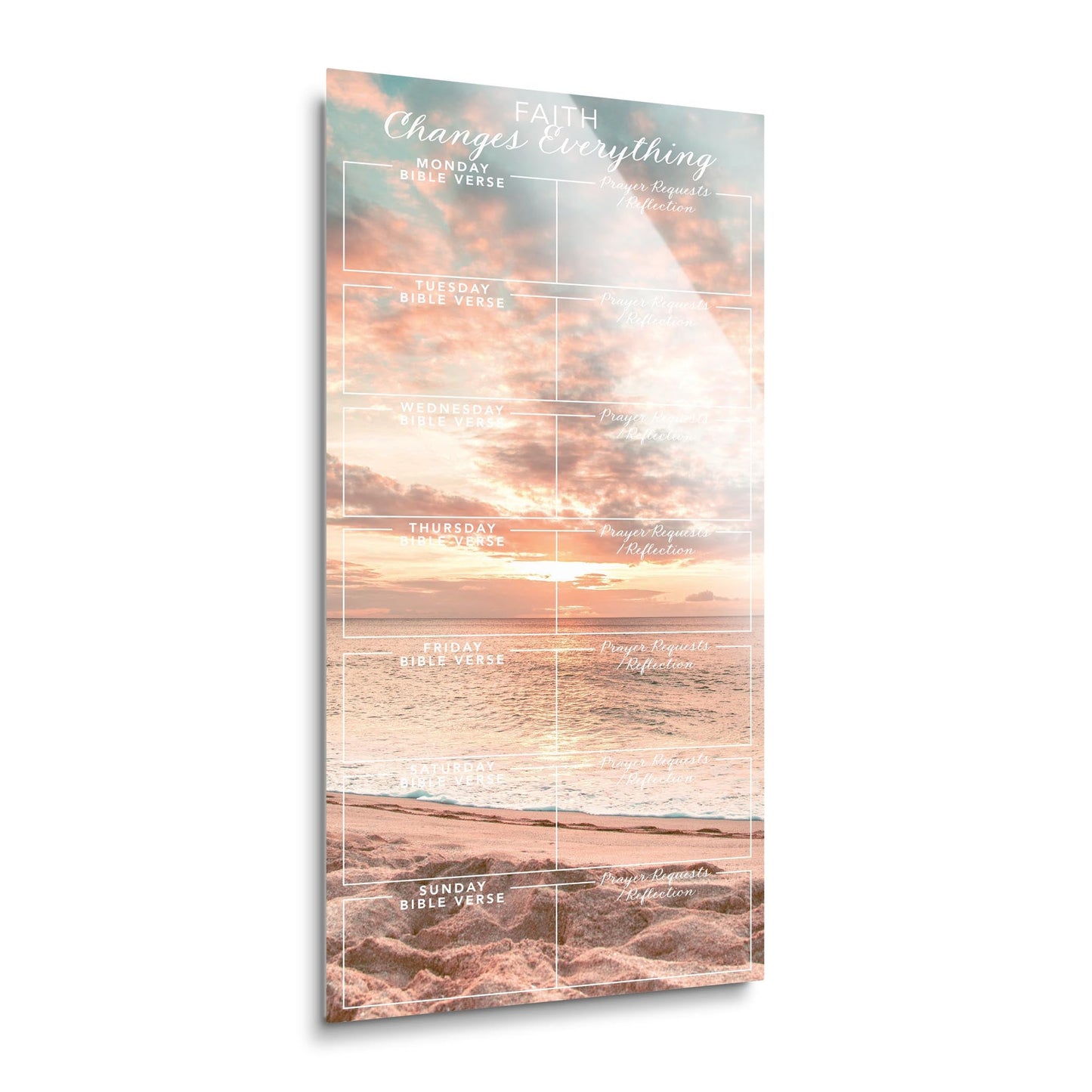 Beach Sunset Faith Changes Everything Prayer Tracker | 12x24