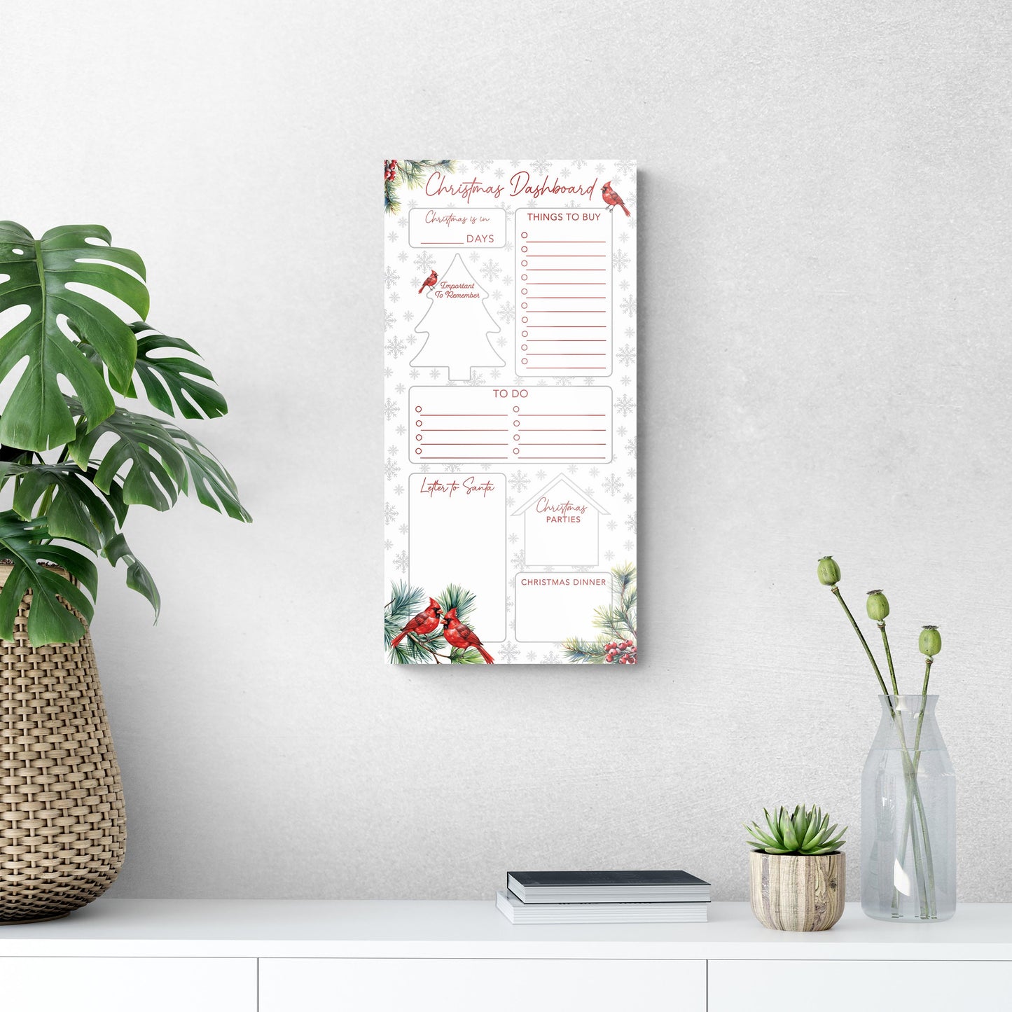 Classic Cardinals Christmas Dashboard | 12x24
