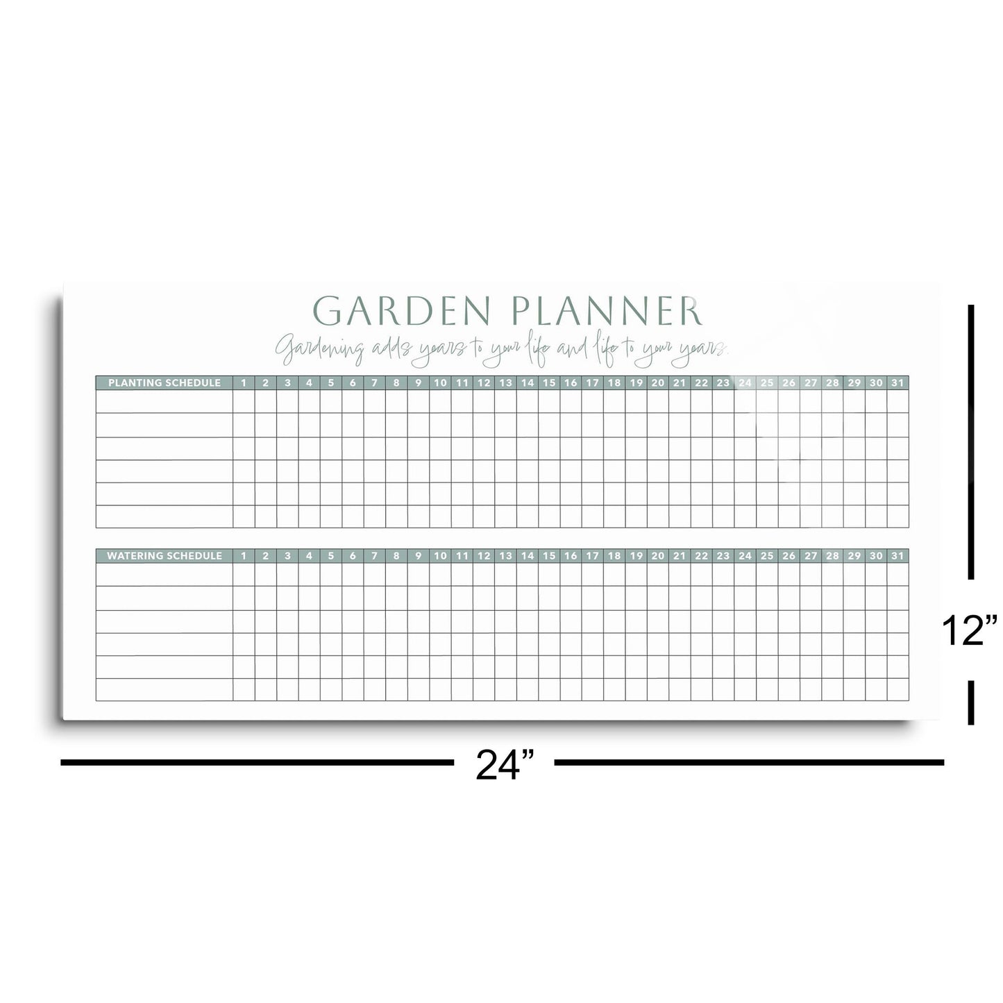 Garden Planner White and Green | 24x12