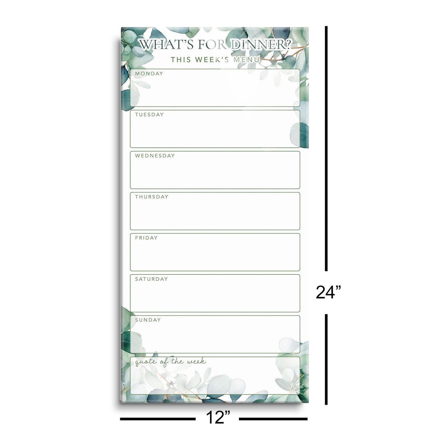 Eucalyptus What's for Dinner Weekly Menu | 12x24