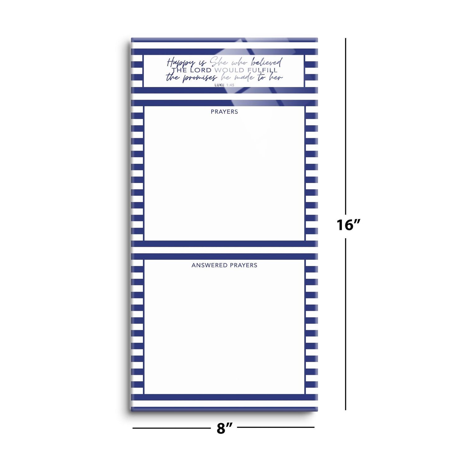 Navy Stripe Happy Is She Prayer Tracker | 8x16