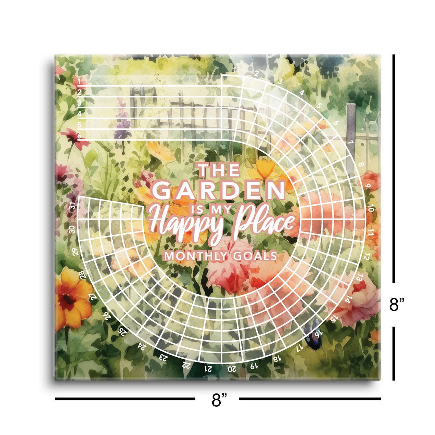 Watercolor Floral Habit Tracker | 8x8