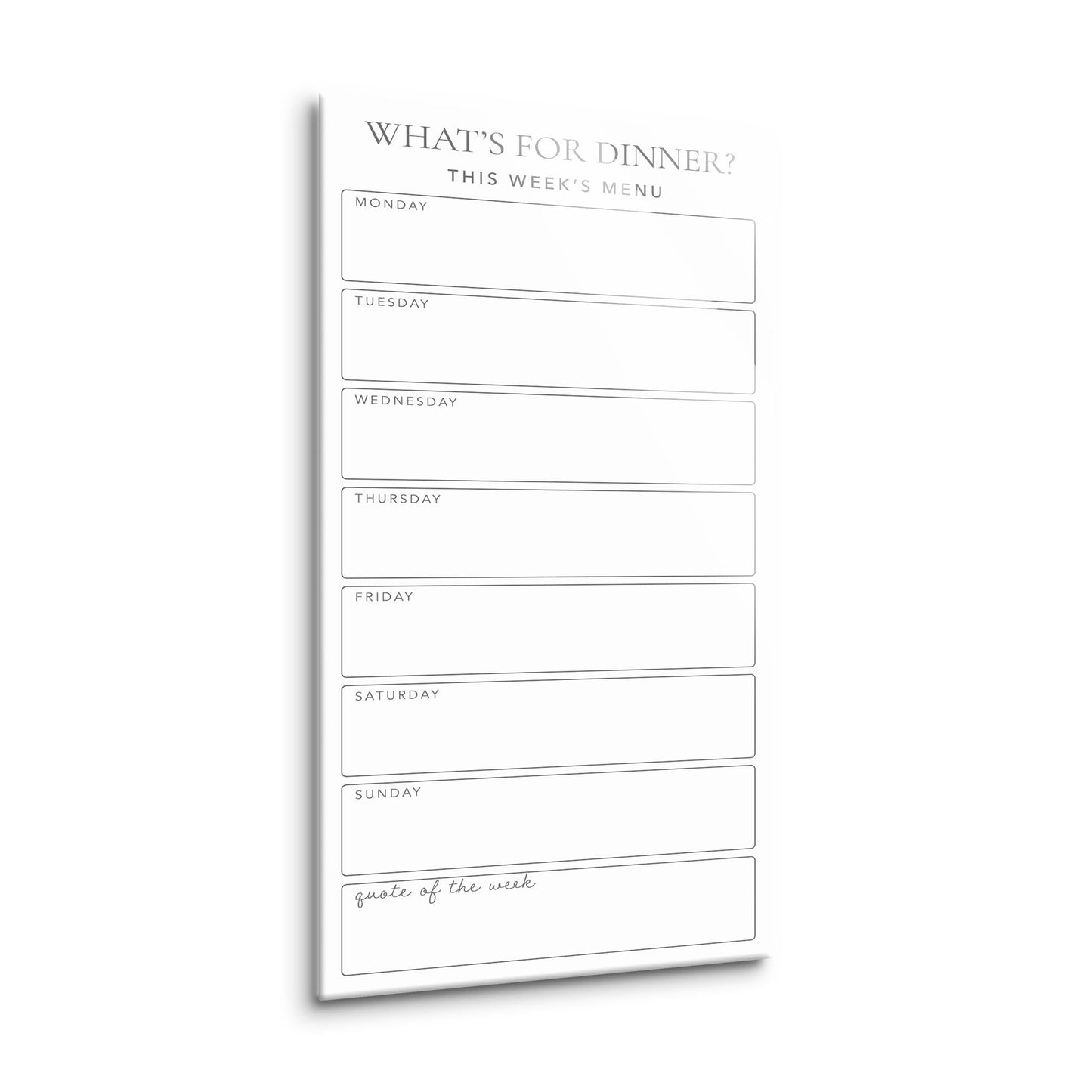 Minimalistic White What's For Dinner Menu Board | 8x16