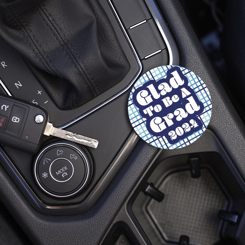 Graduation 2024 Glad To Be A Grad Blue Grid | 2.65x2.65