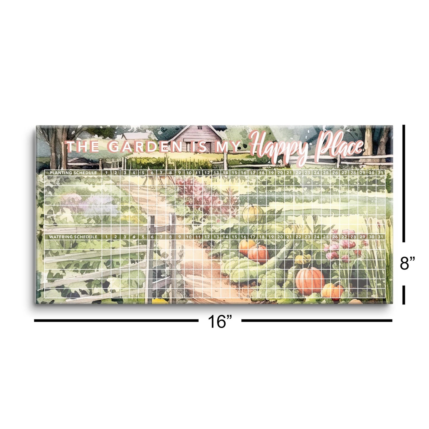 Watercolor Garden Planting and Watering Schedule | 16x8
