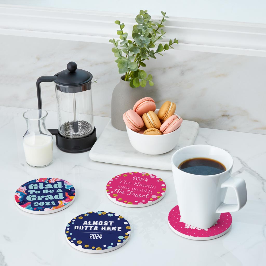 Graduation Offset Circle Coaster Set | 4x4