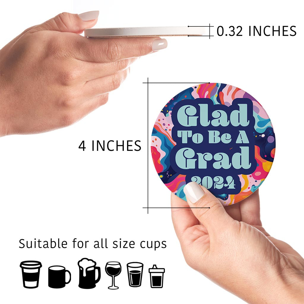 Graduation Offset Circle Coaster Set | 4x4