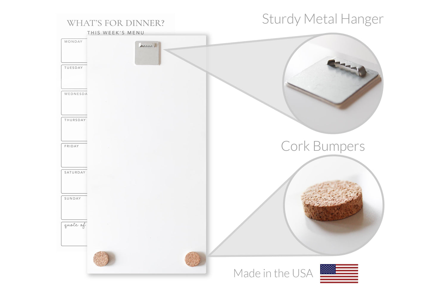 Minimalistic White What's For Dinner Menu Board | 8x16