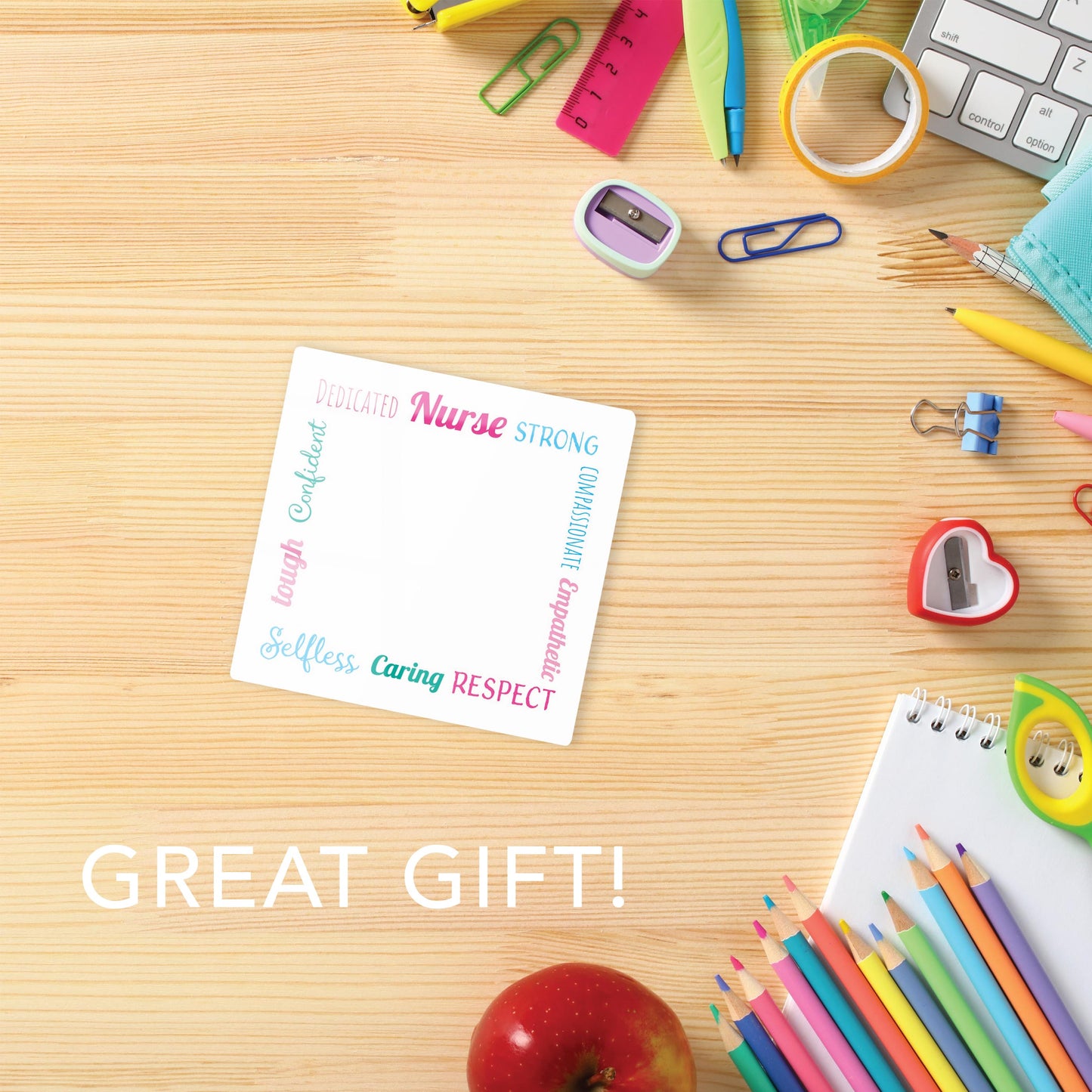 Clear Reminder-Colorful Nurse Words | 4x4