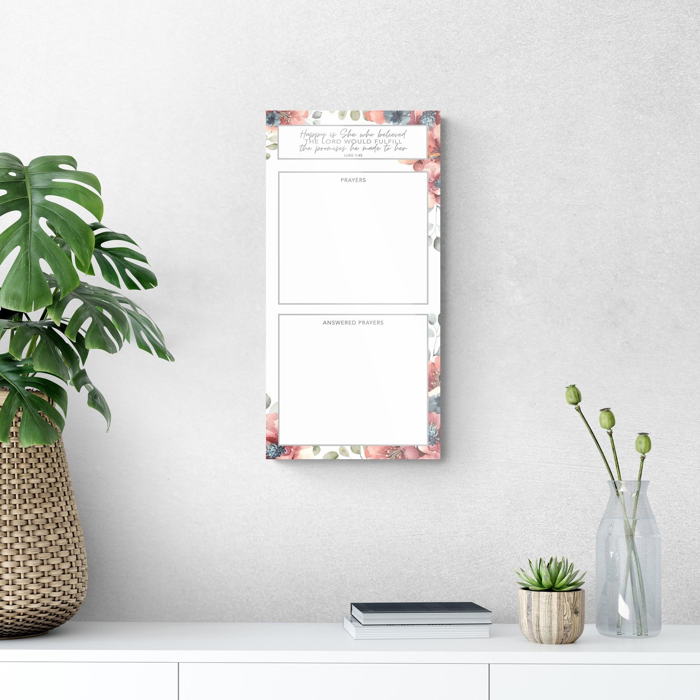 Floral Happy Is She Prayer Tracker | 12x24