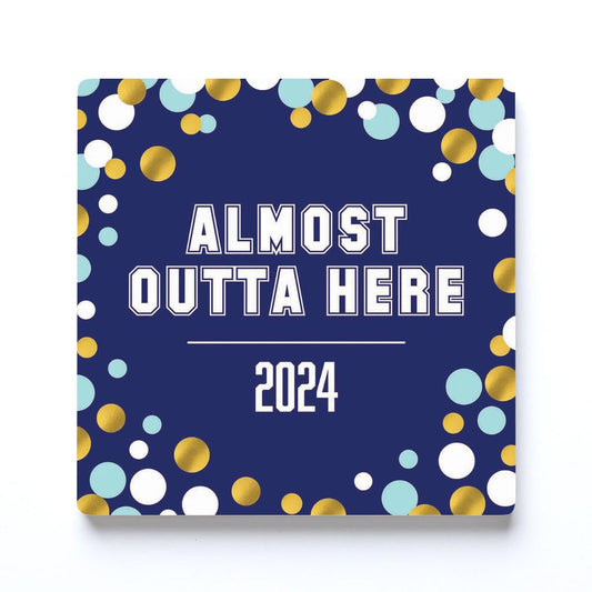 Graduation 2024 Outta Here Blue Confetti | 4x4