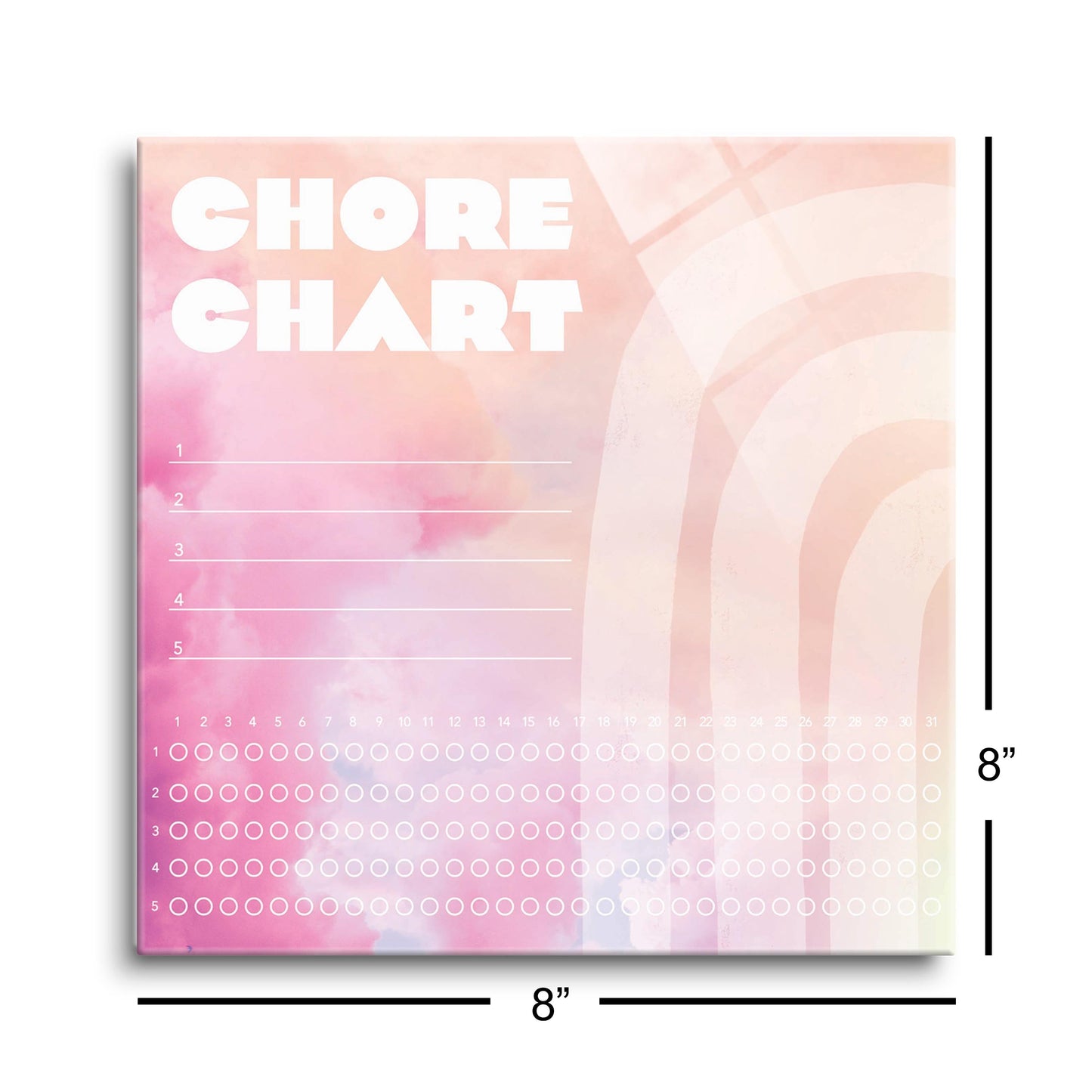 Pink Cloud Rainbow Children's Chore Chart | 8x8
