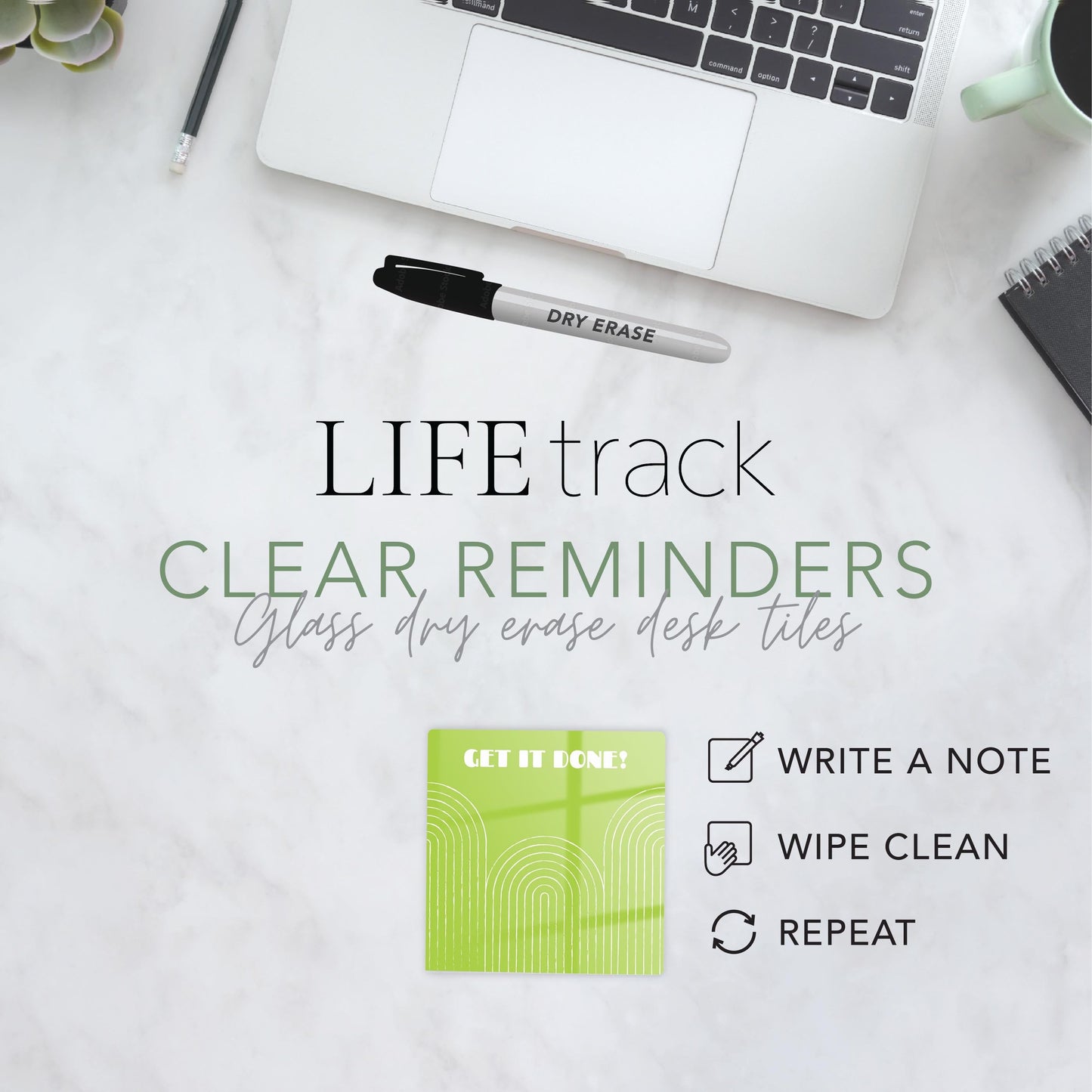 Neon Notes Modern Pattern on Green | 4x4