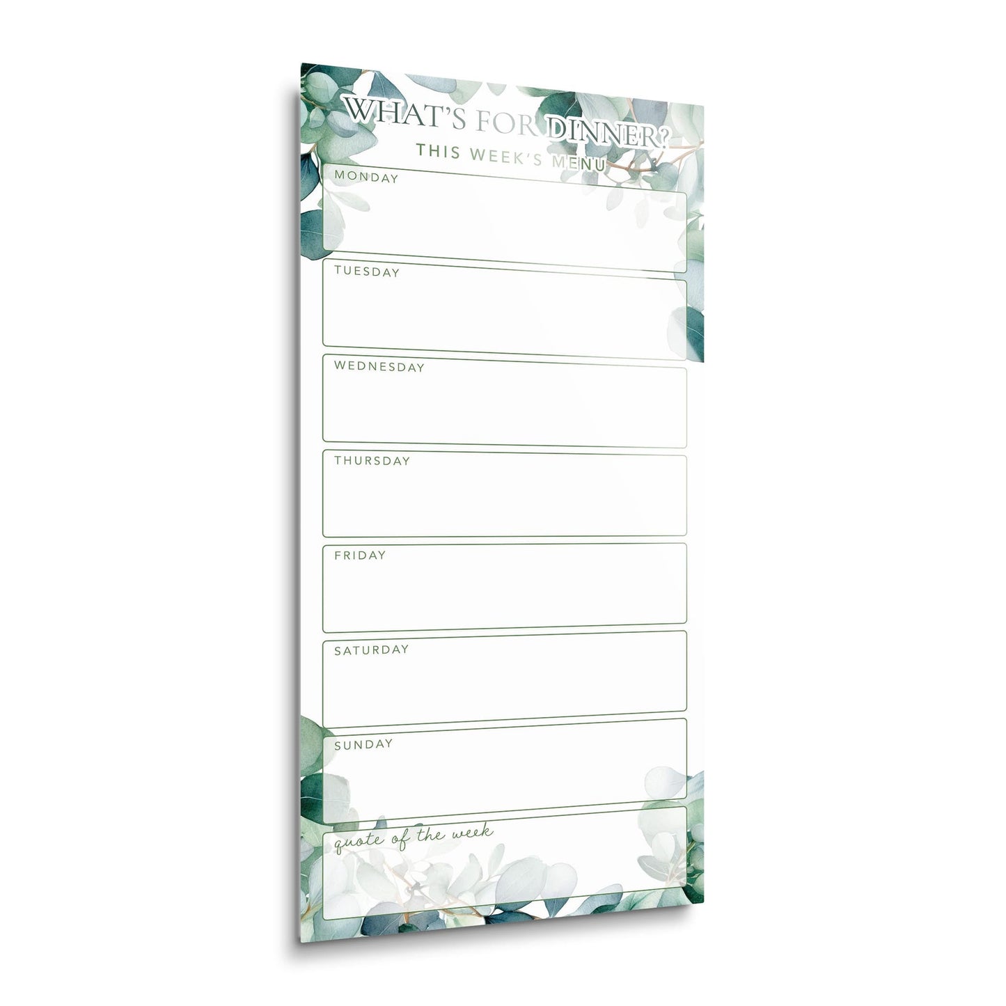 Eucalyptus What's for Dinner Weekly Menu | 12x24