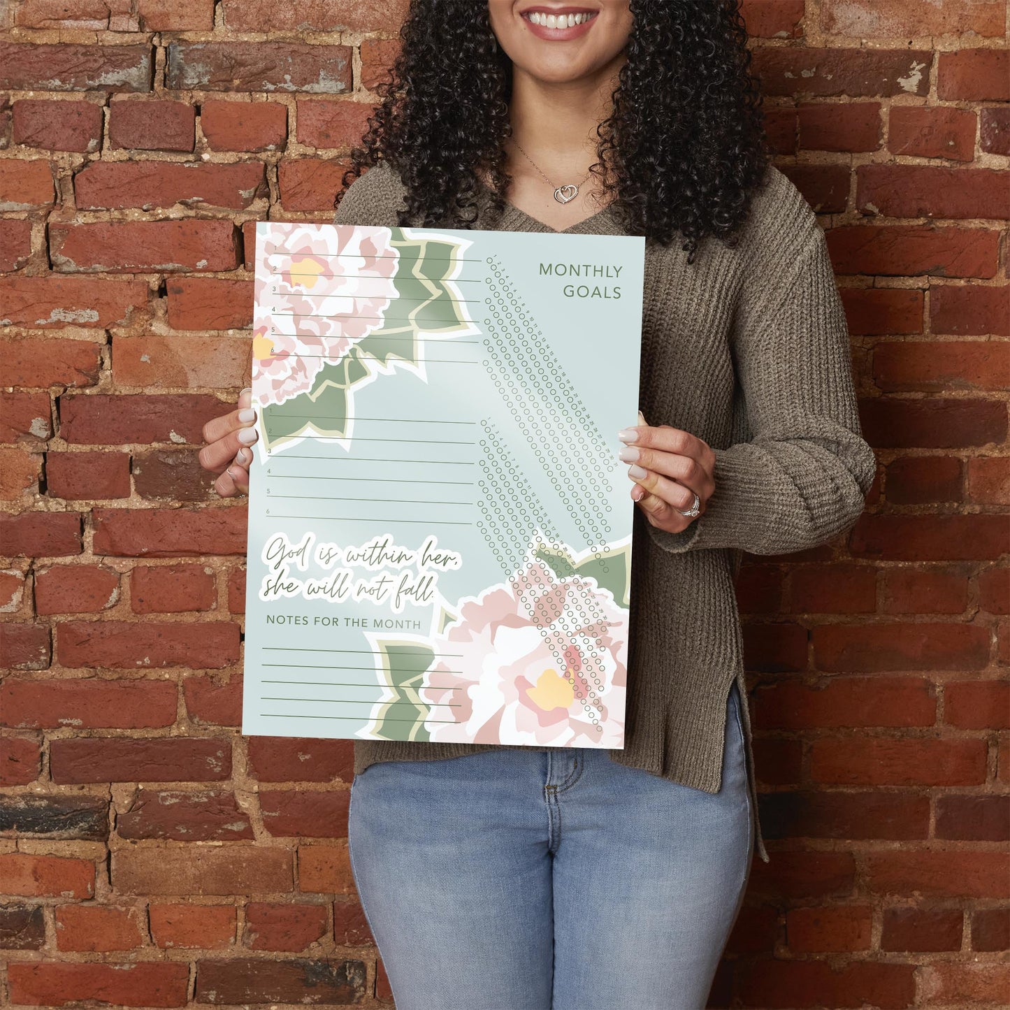 Floral Habit Tracker God is Within Her | 12x16