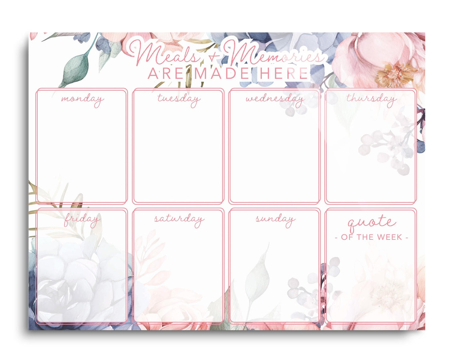 Floral Meals & Memories Weekly Menu | 16x12