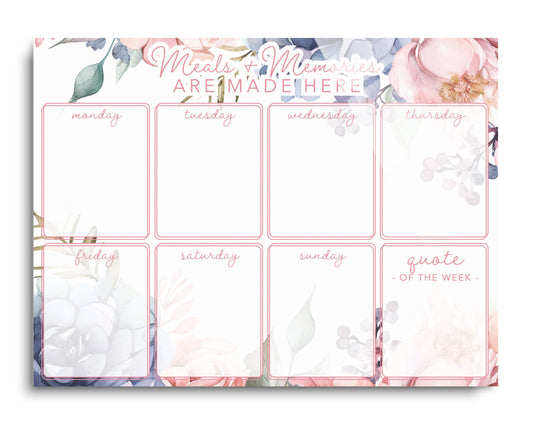 Floral Meals & Memories Weekly Menu | 16x12