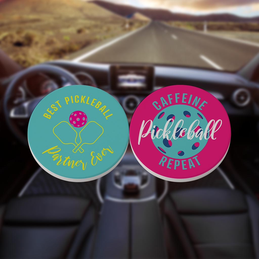 Neon Pickleball Best Partner & Caffeine Repeat | 2.65x2.65