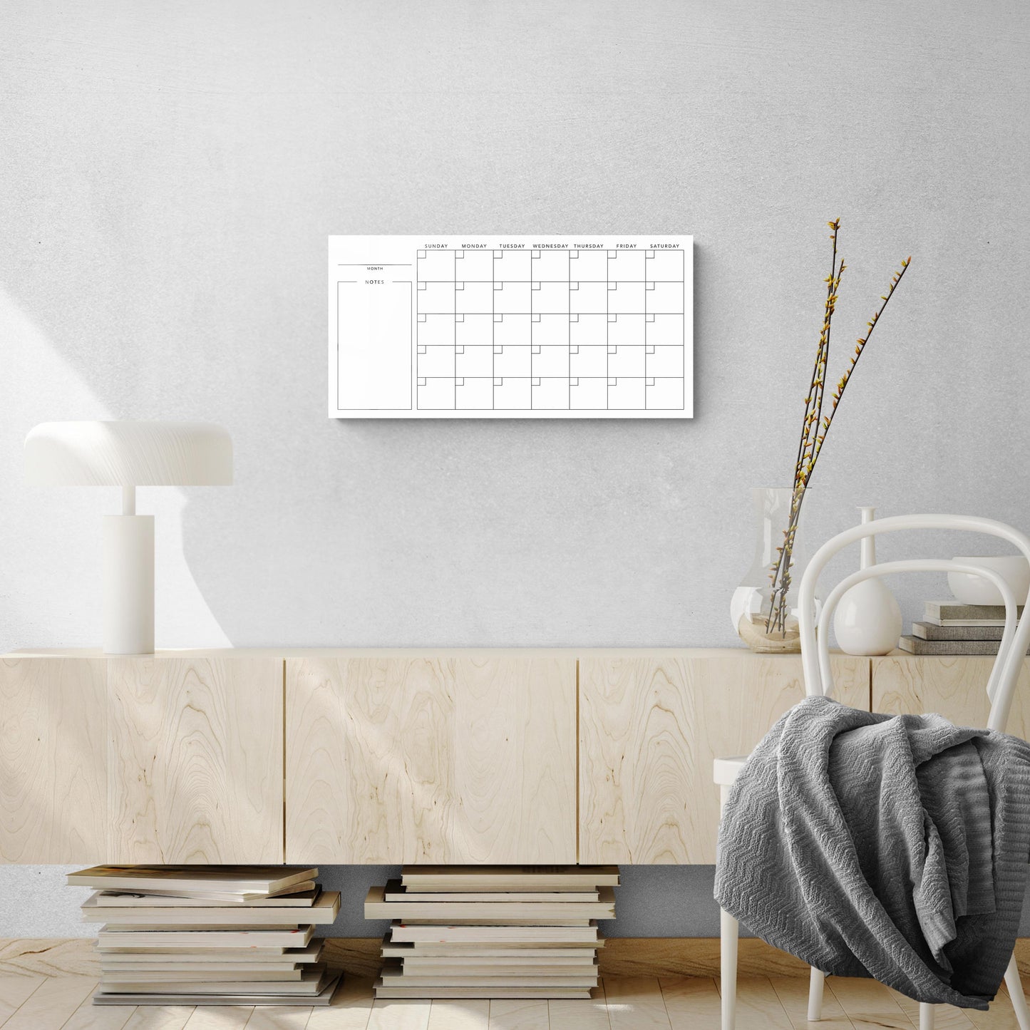 Minimalistic White Calendar | 24x12