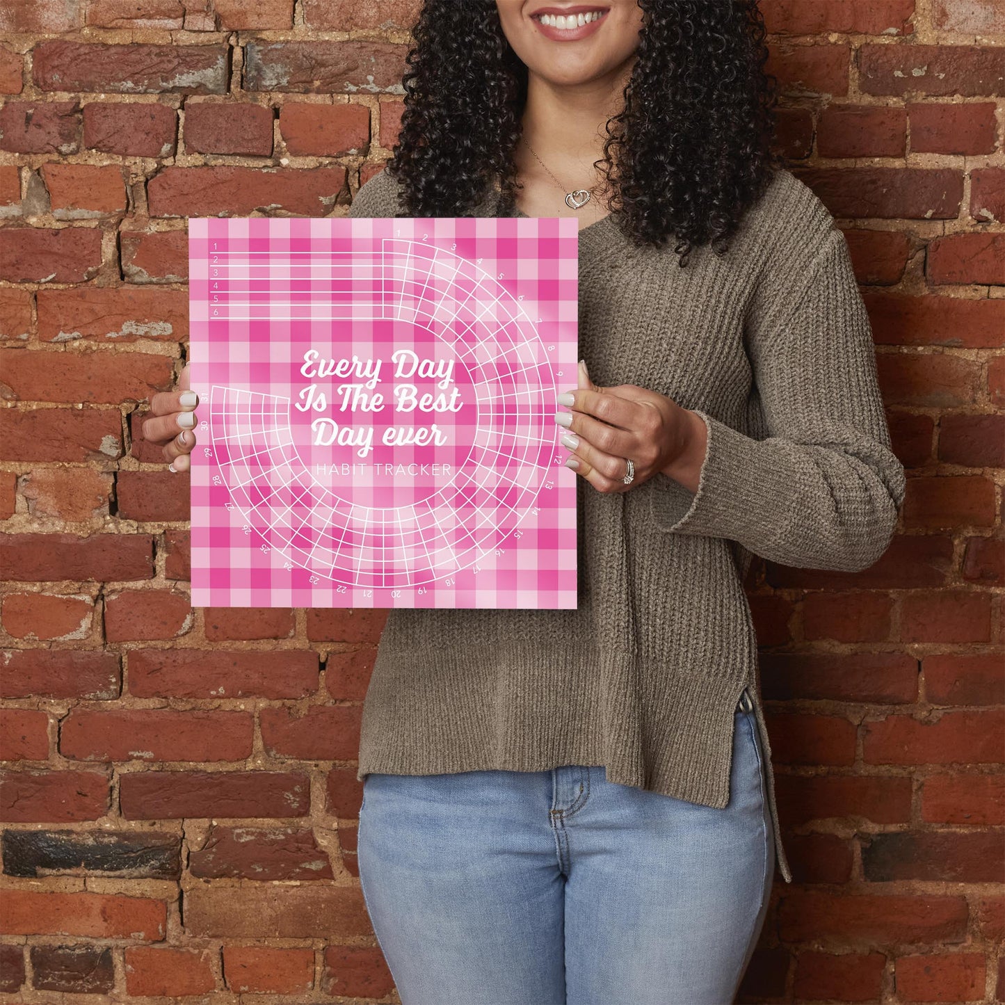 Pink Dream Checkered Habit Tracker Best Day Ever | 12x12