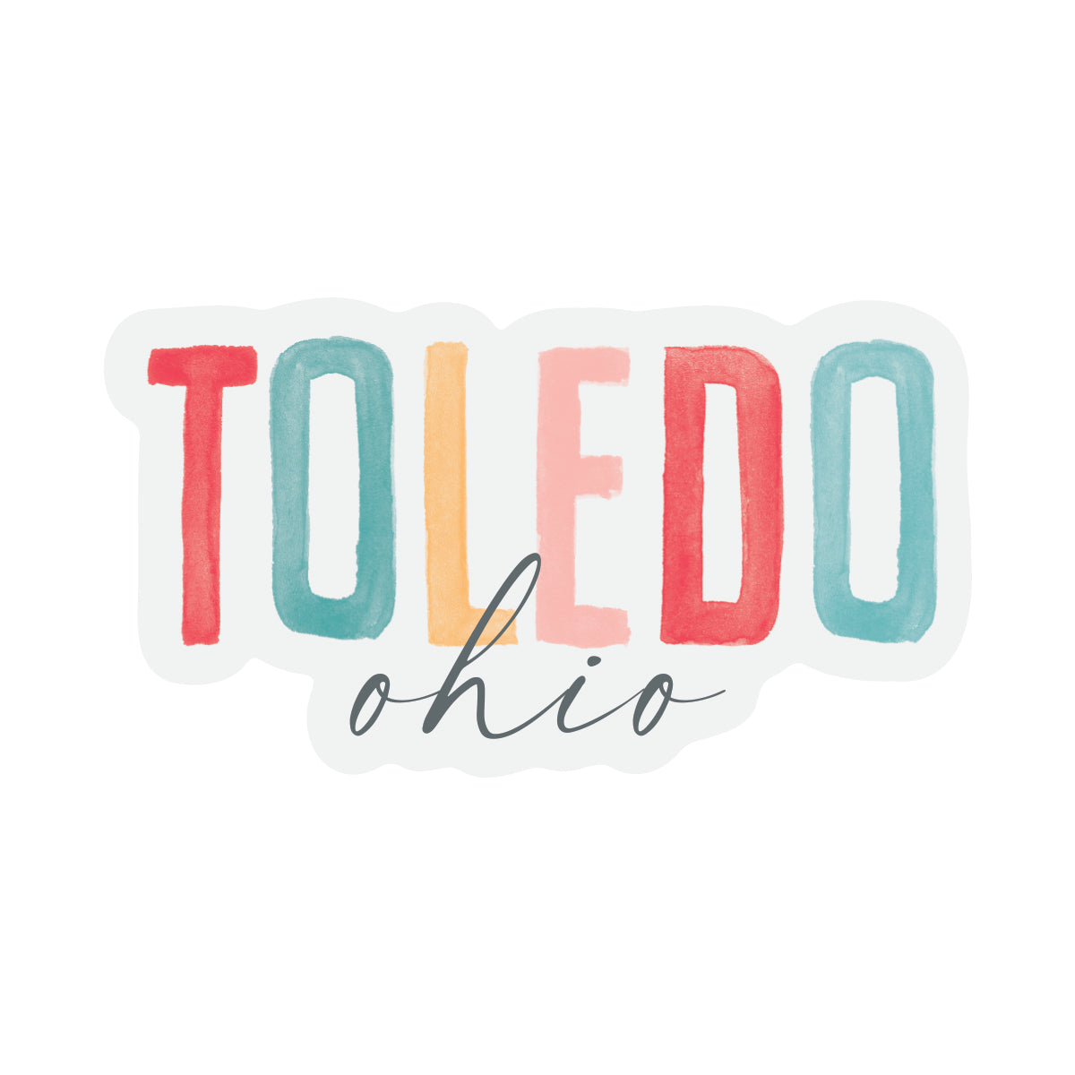 Vinyl Sticker Watercolor City Toledo OH