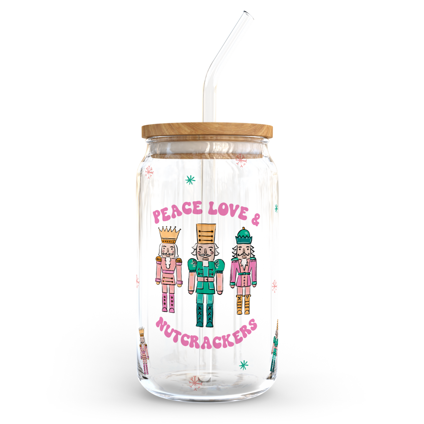 Confetti Nutcracker 16oz. Glass Tumbler | Peace Love Nutcracker Confetti