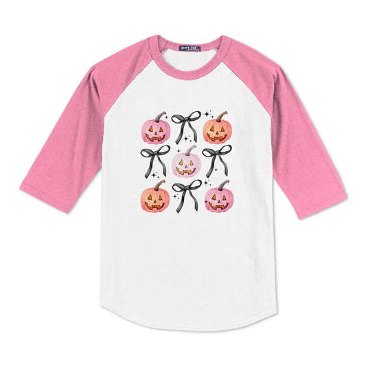 Youth Colorblock Raglan Pre Pack Halloween Pumpkins & Bows