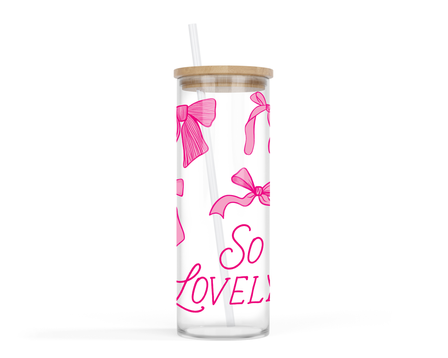 Preppy Bows 24oz. Glass Tumbler | Pink Preppy Bows