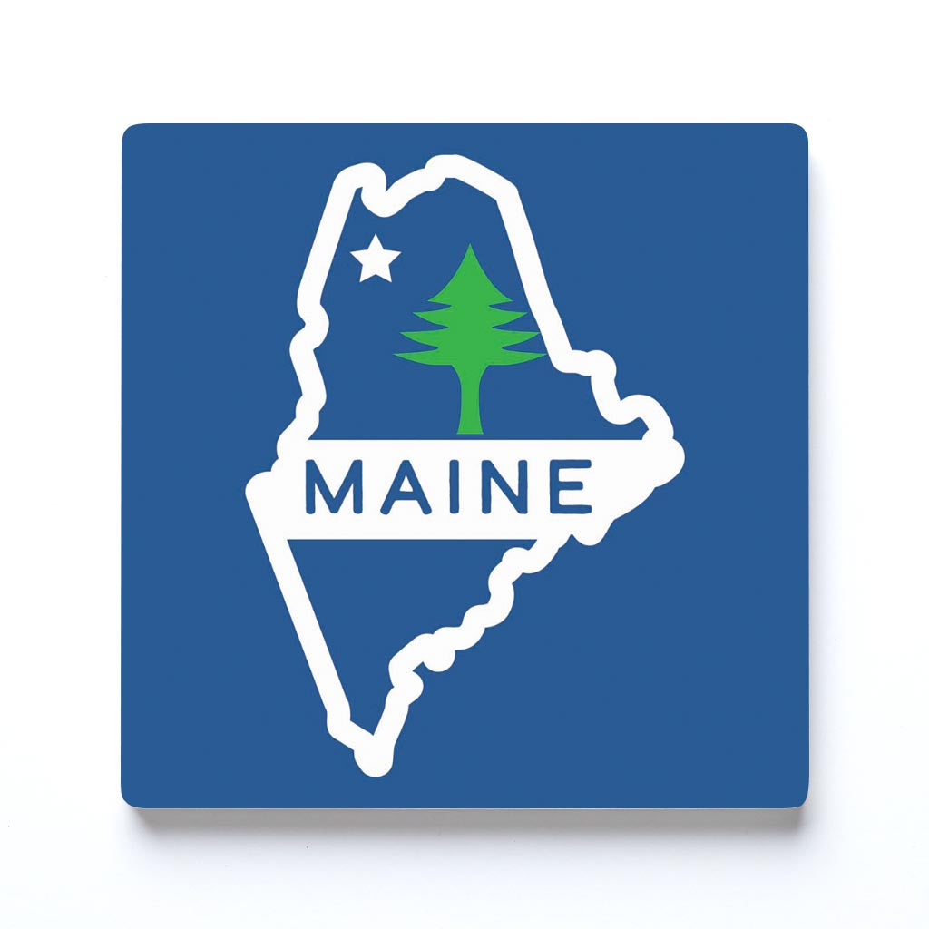 Maine State Shape with Tree and Star Flag – Clairmont and Co