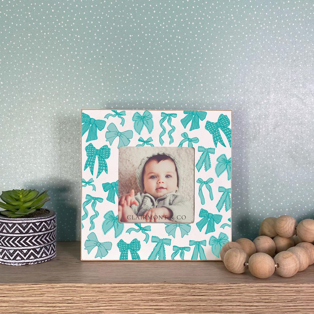 Preppy Bows 4x4 Picture Frame | Blue Preppy Bows