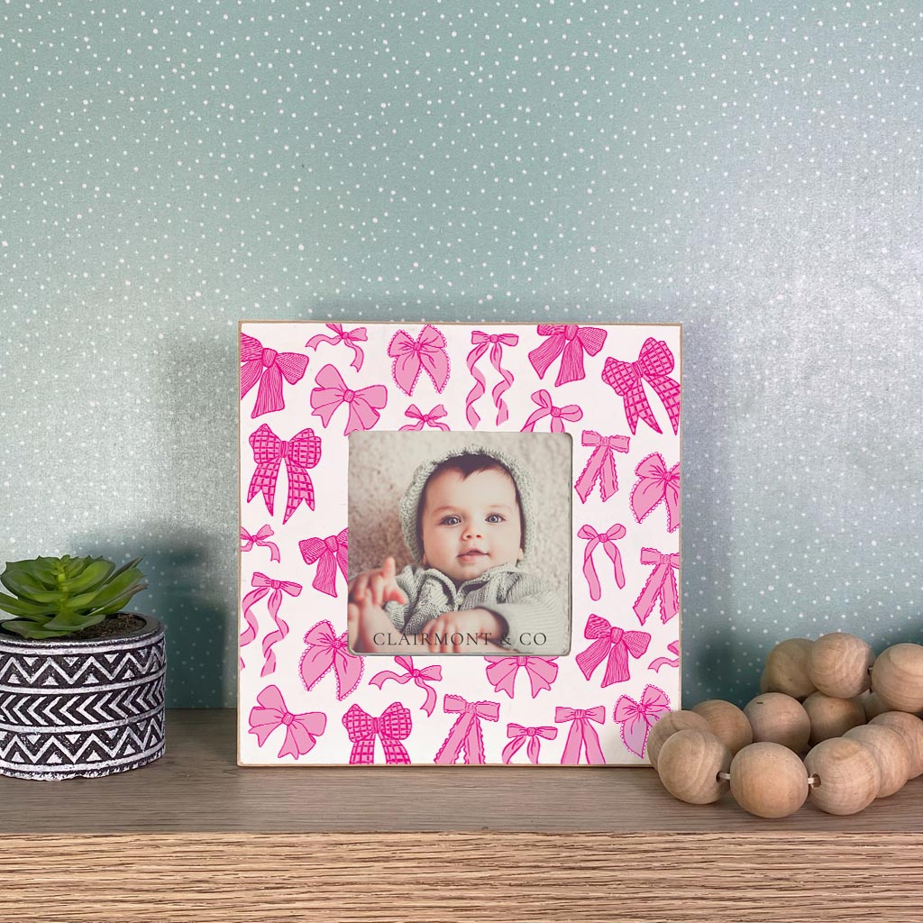 Preppy Bows 4x4 Picture Frame | Pink Preppy Bows