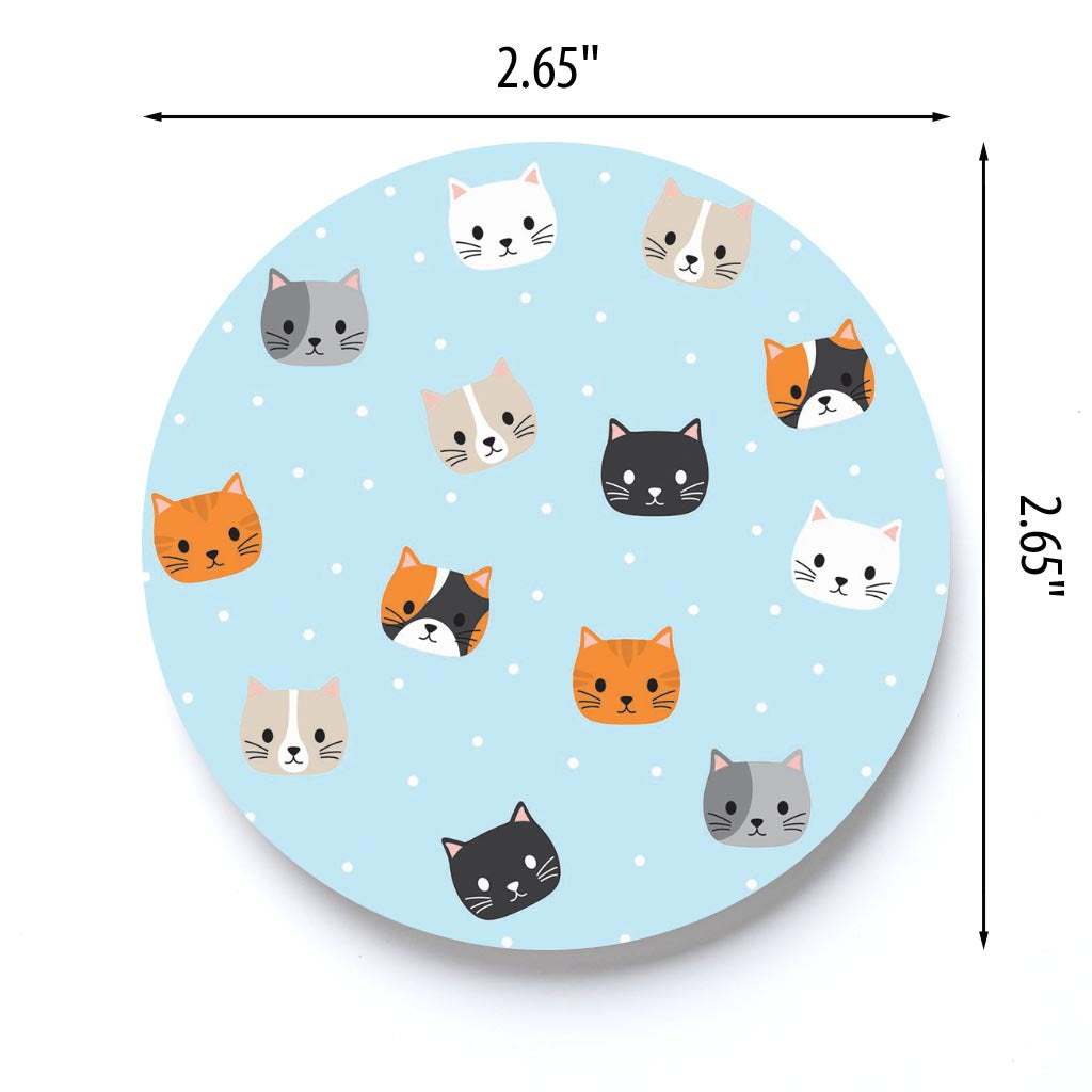 Cute Cat Faces Blue Polka Dot