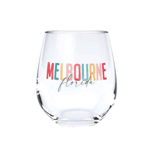 15oz Stemless Wine Glass Watercolor City Melbourne FL