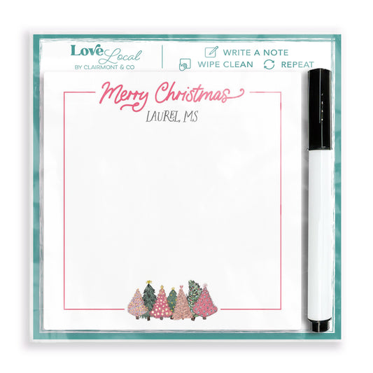 Love+Local 4x4 Dry Erase | Pink Christmas Trees