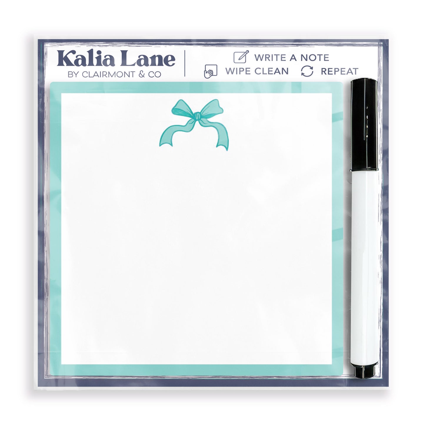 Preppy Bows 4x4 Dry Erase | Blue Bow