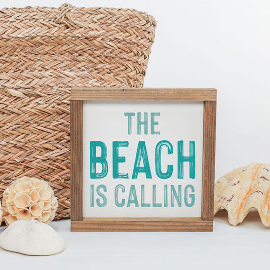 Beach is Calling 9x9 Wood-Framed Sign