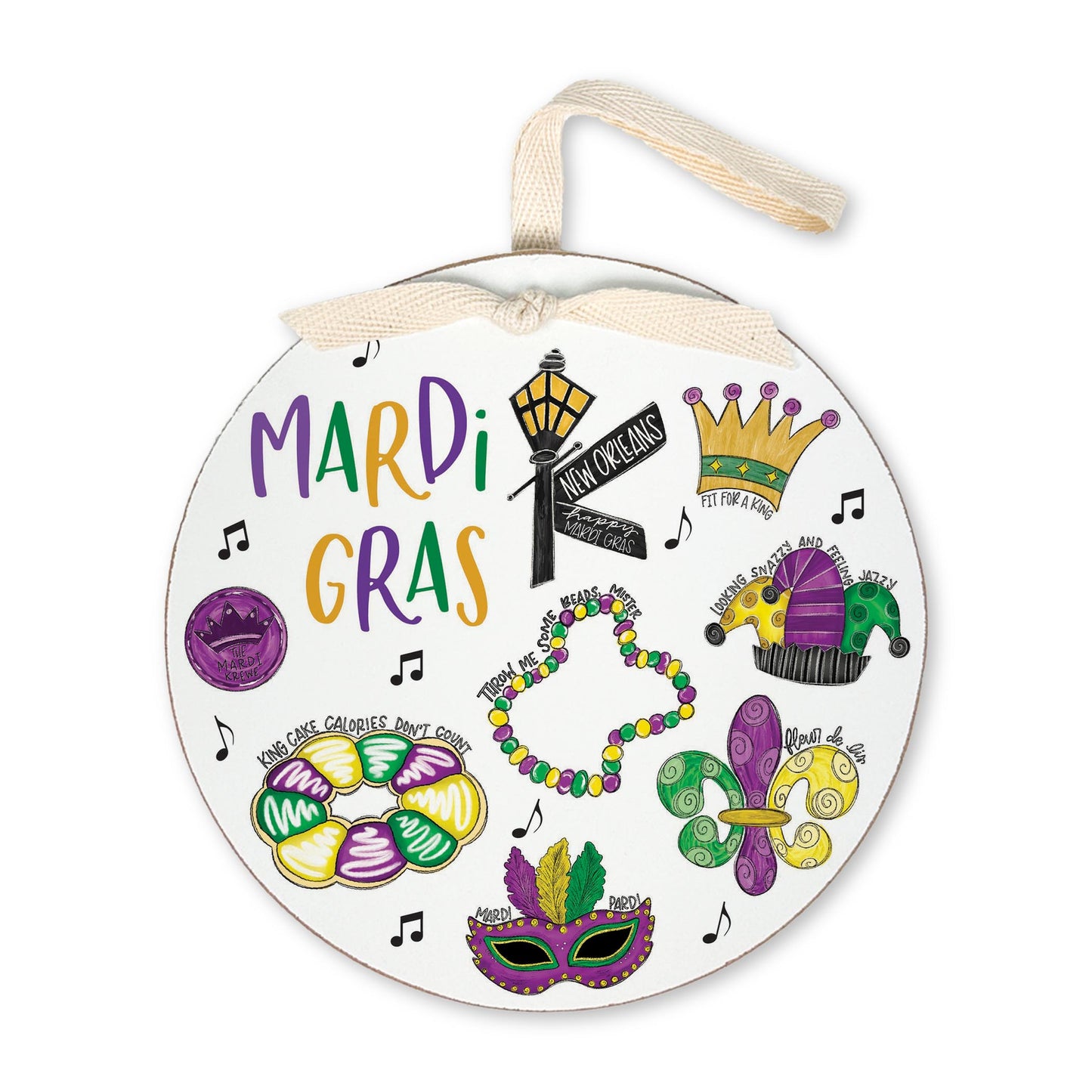 6" Round Ornament-Mardi Gras Icons