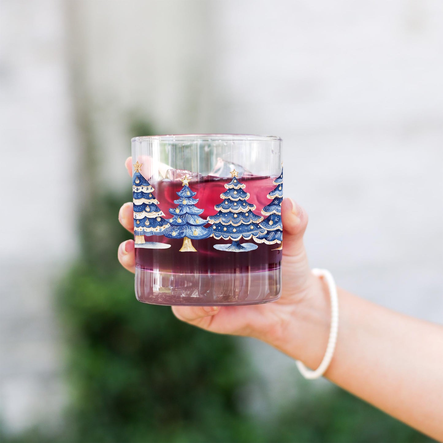 11oz Bourbon Glass-Blue Noel - A Grand Millennial Christmas -3